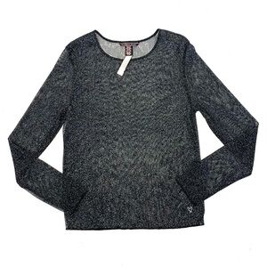 NWT Victoria Secret Women XS Sheer Top Metallic Black Fairy Grunge Whimsigoth